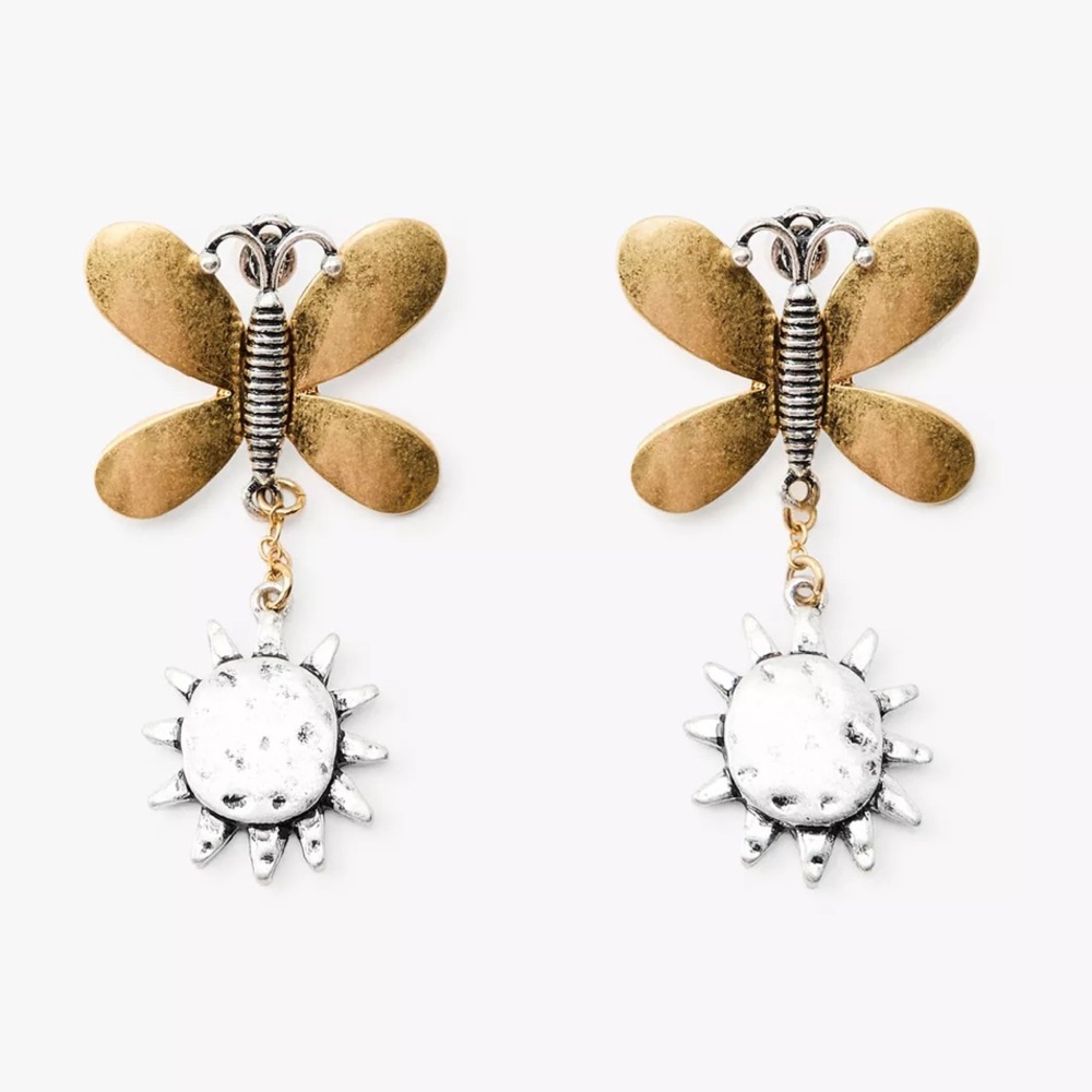 Zara butterfly contrast earrings